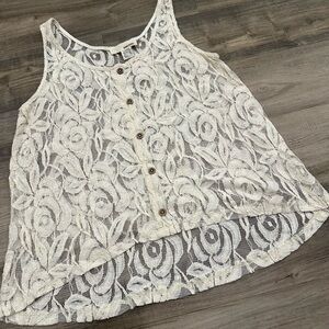 Sans Souci Lace Button Front Tank Top, Medium